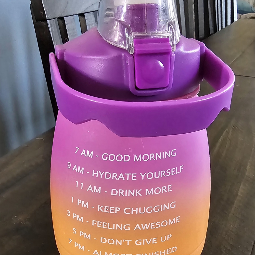 Purple and Orange Motivational Water Bottle